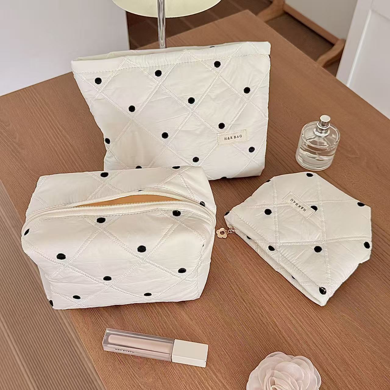 Polka Dot Quilted Makeup Bag - DippedShop Wholesale - #2179