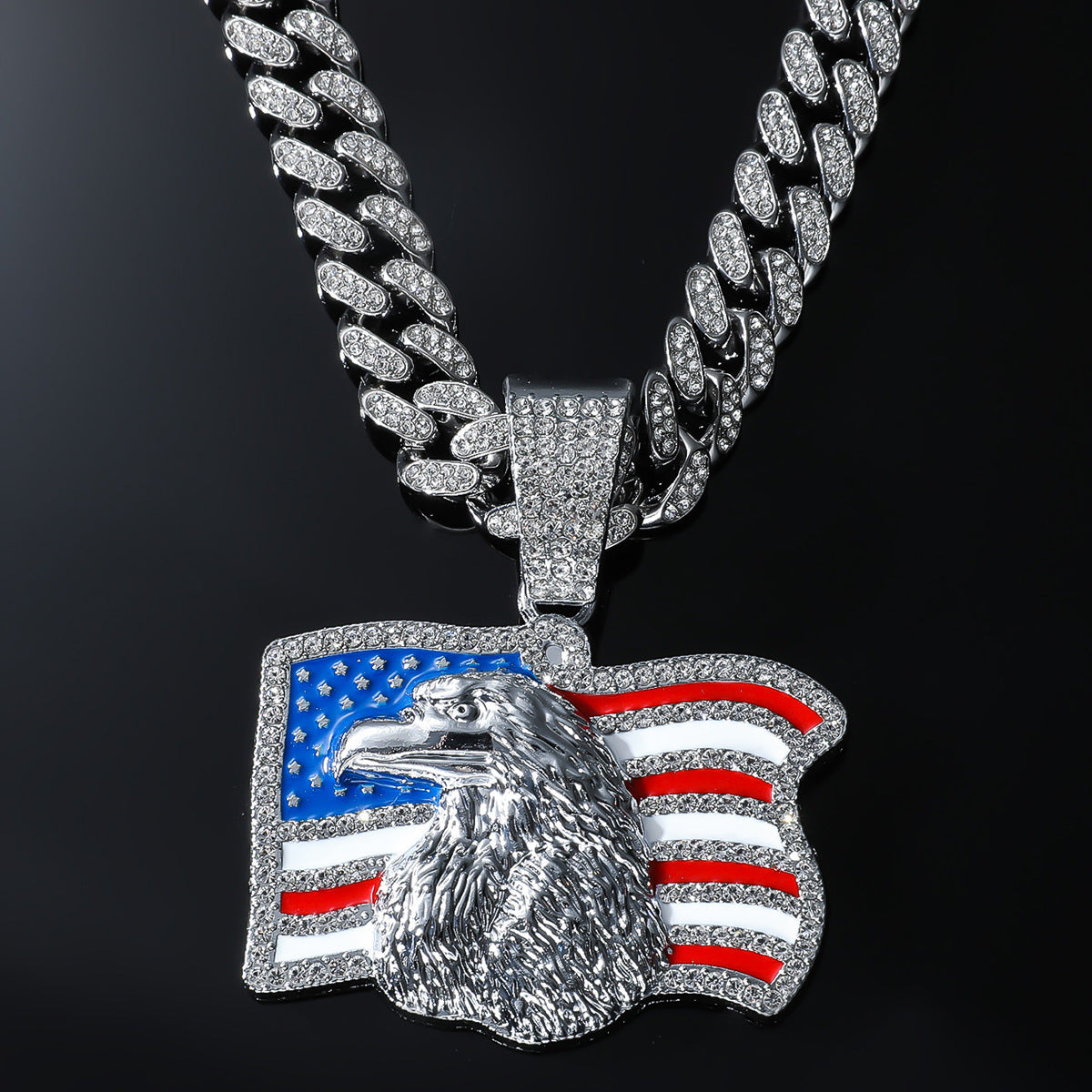 Trendy Gold Plated American Flag Eagle Pendants Necklace 8ZA6JNC275T