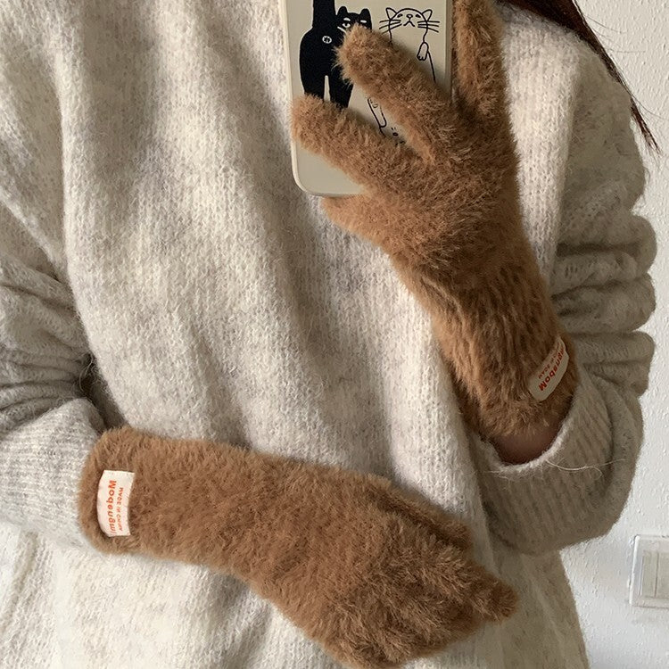 Fuzzy Plush Touchscreen Gloves - DippedShop Wholesale - #9587