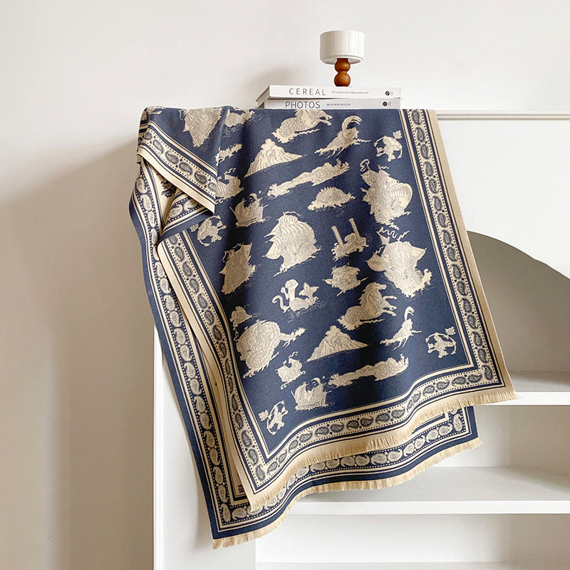 Reversible Paisley Jacquard Shawl Scarf - DippedShop Wholesale - #8019