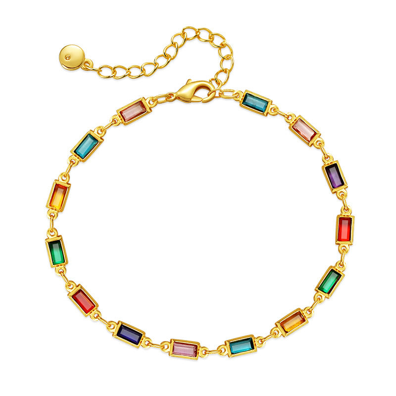 Elegant Gold Plated Multi-Color Chain Bracelet DP26I561