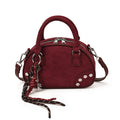 Retro Studded Faux Suede Bowling Bag 6W10BBG2429