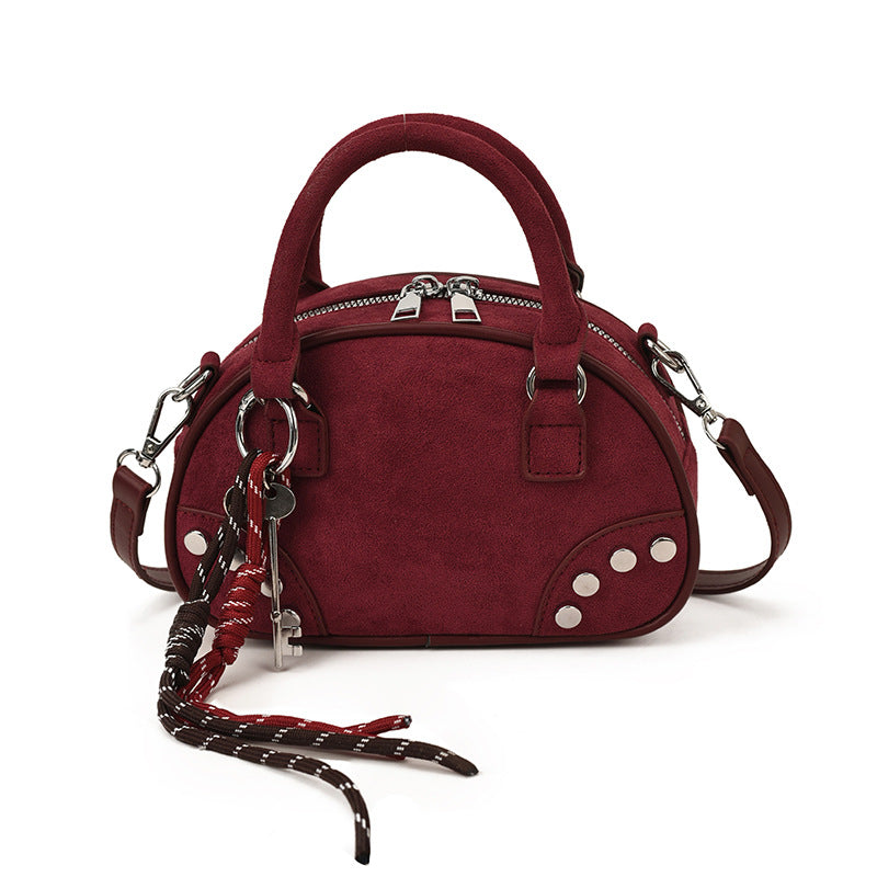 Retro Studded Faux Suede Bowling Bag 6W10BBG2429