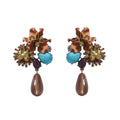 Resin Flower Teardrop Earrings - DippedShop Wholesale - #5635