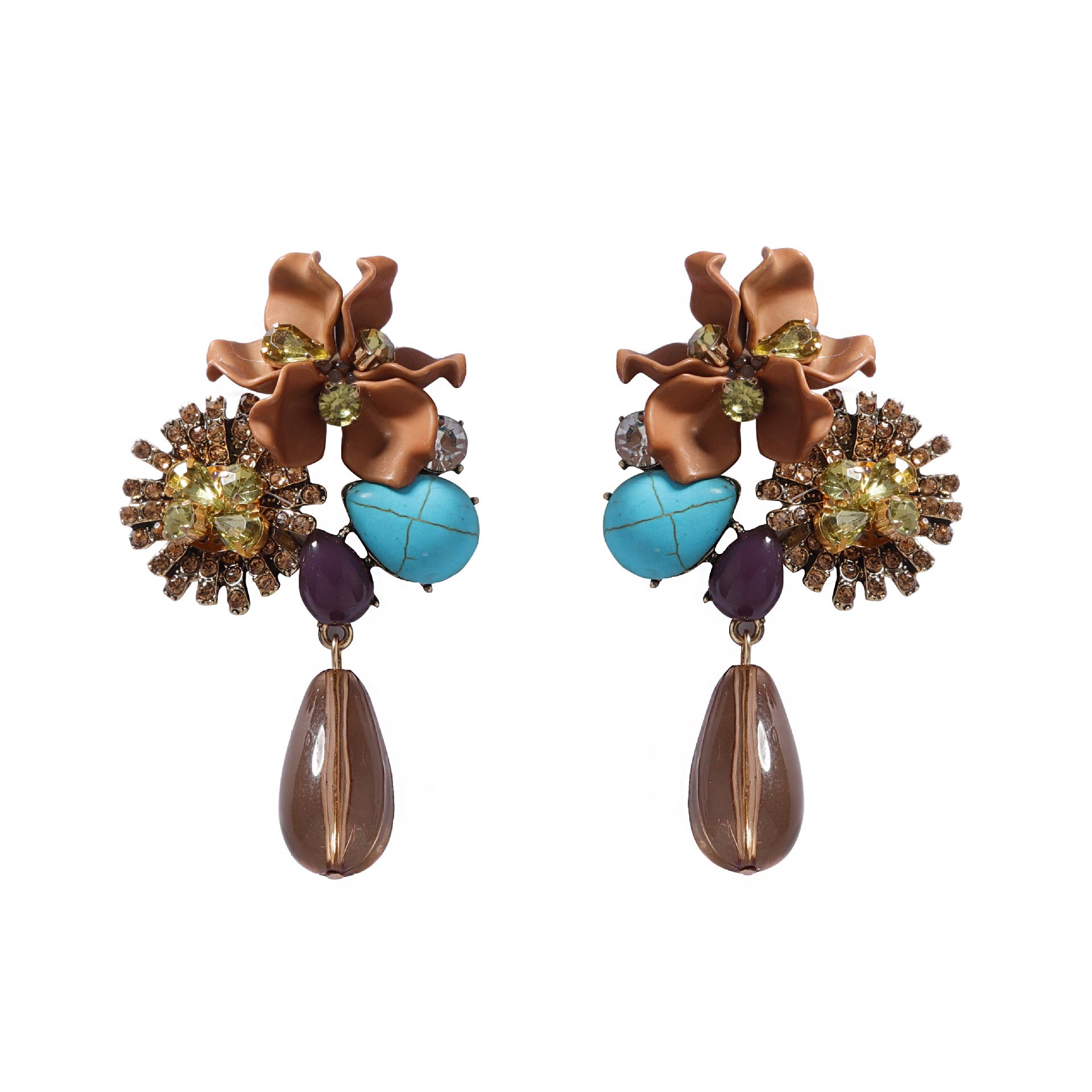 Resin Flower Teardrop Earrings - DippedShop Wholesale - #5635