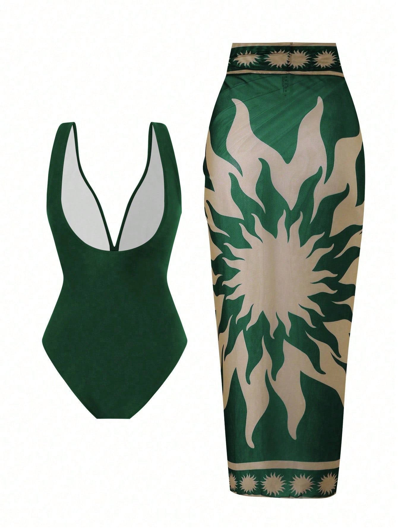 Floral One Piece Swimsuit Set - DippedShop Wholesale - #0611