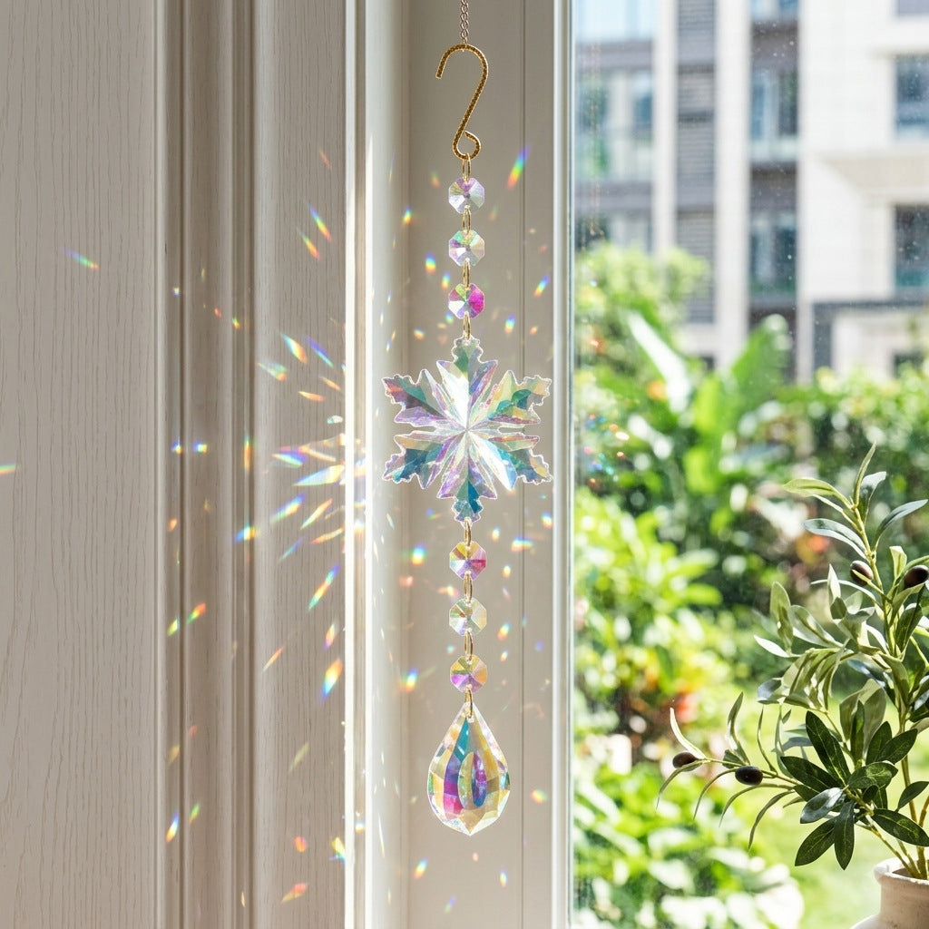 Christmas Snowflake Crystal Suncatcher Wind Chime 6H7HLS142