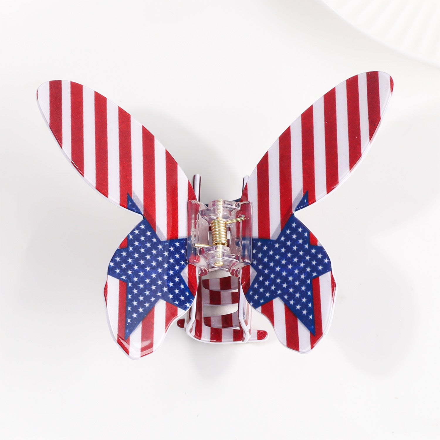Vintage Star USA Flag Print Butterfly Hair Clip 8AS6HCP63T