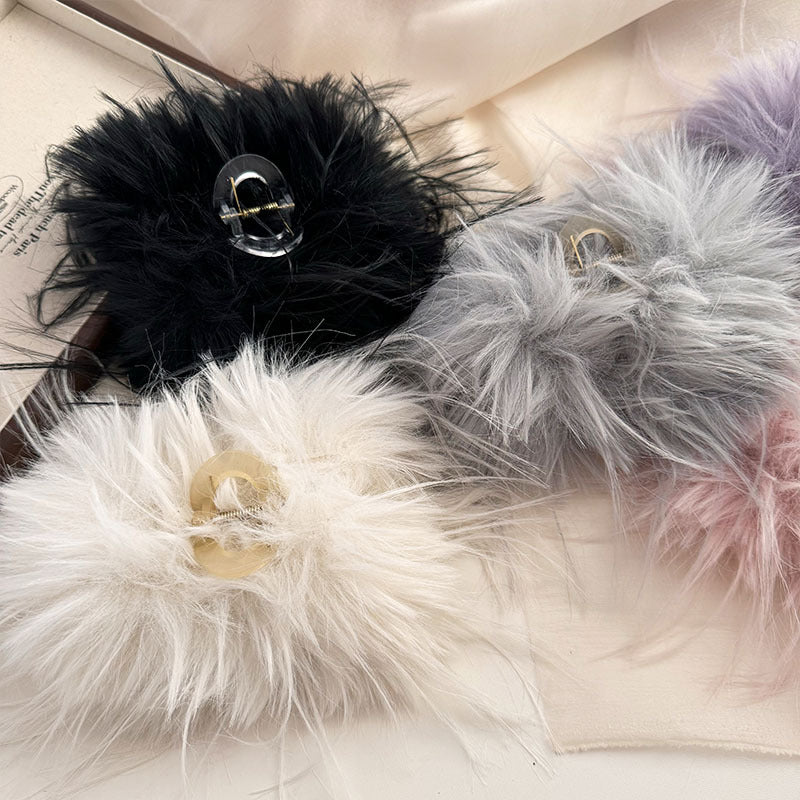 Fluffy Plush Hair Claw - DippedShop Wholesale - #3859