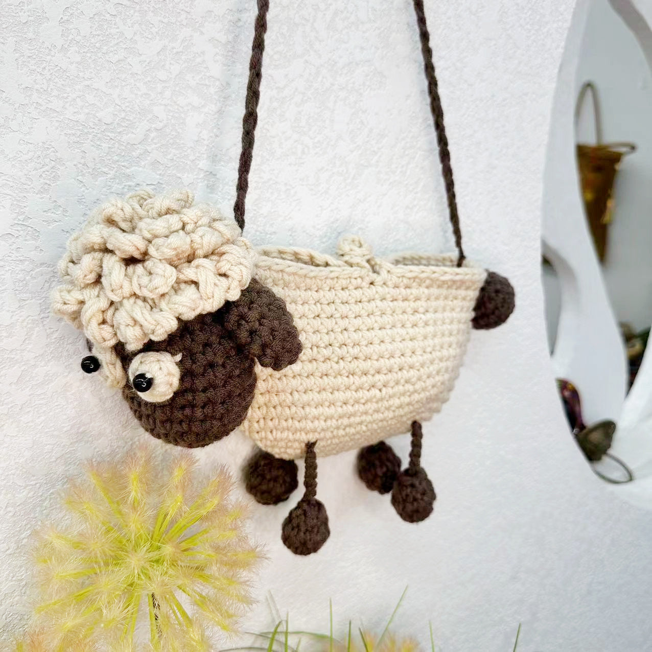 Cute Cartoon Lamb Hand-Crochet Crossbody Bag MK2CCR6W10BBG424