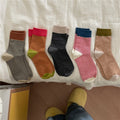 Retro Color Block Cuff Striped Crew Socks 6W8FSO665