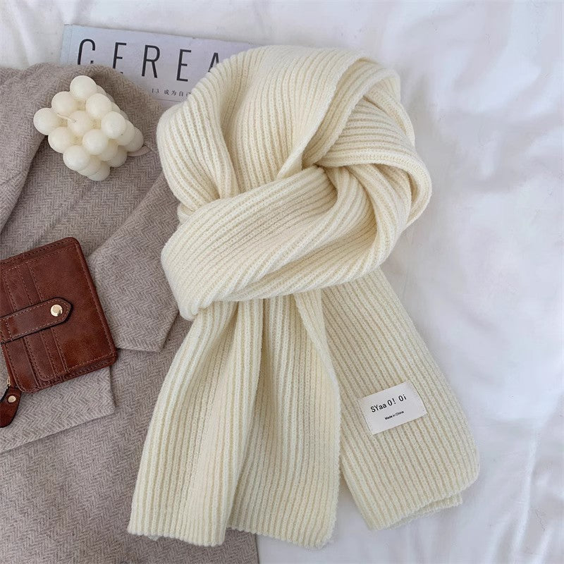 Simple Ribbed Knit Solid Thicken Warm Scarf DP25H664