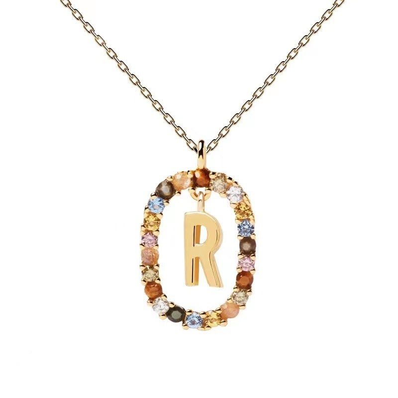 Colorful CZ Letter Pendant - DippedShop Wholesale - #7907