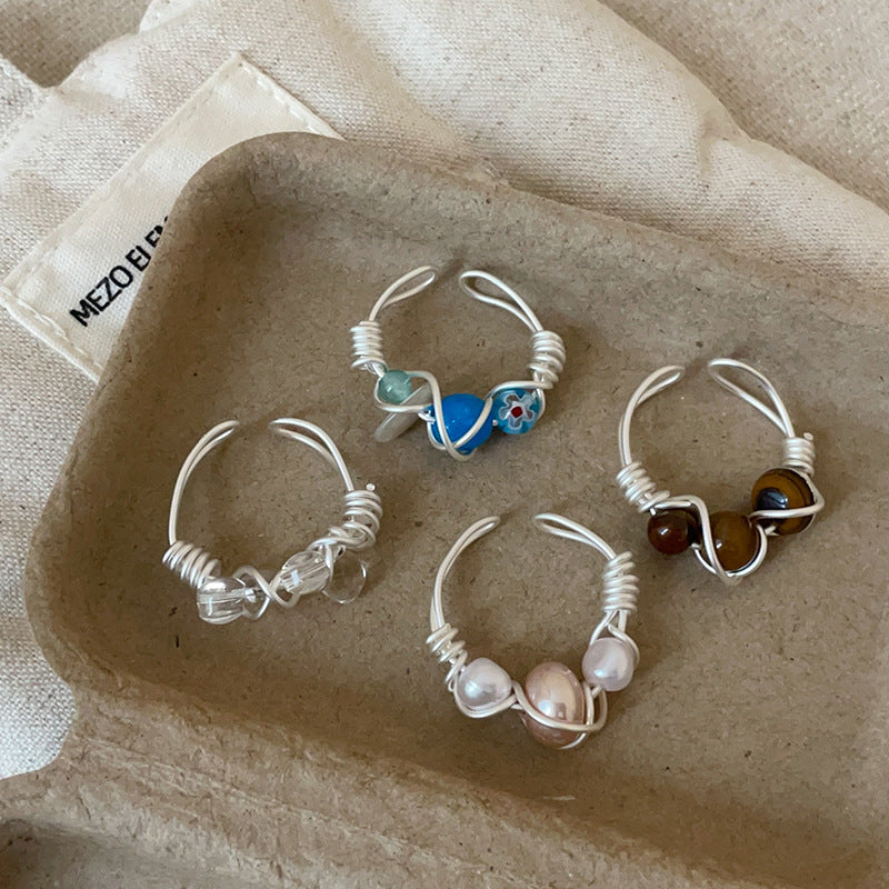 Open Pearl Wrapped Ring - DippedShop Wholesale - #6435