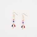 Vintage USA Flag Boot Pendant Beaded Dangle Earring 8ZA6JER190L