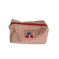 Cute Cherry Embroidery Plaid Print Makeup Bag MK2BW6S10BOB55