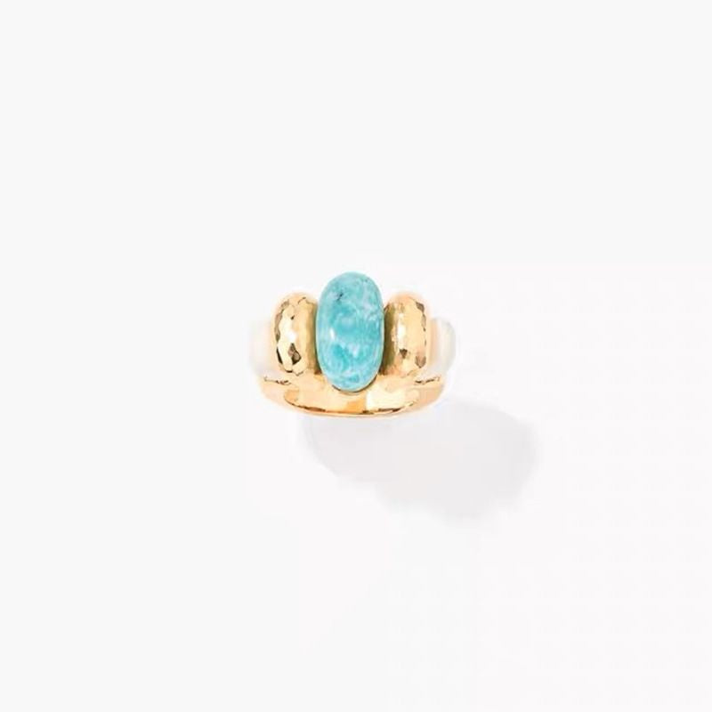 Vintage Natural Stone Bead Statement Ring 8ZA6JRG154L