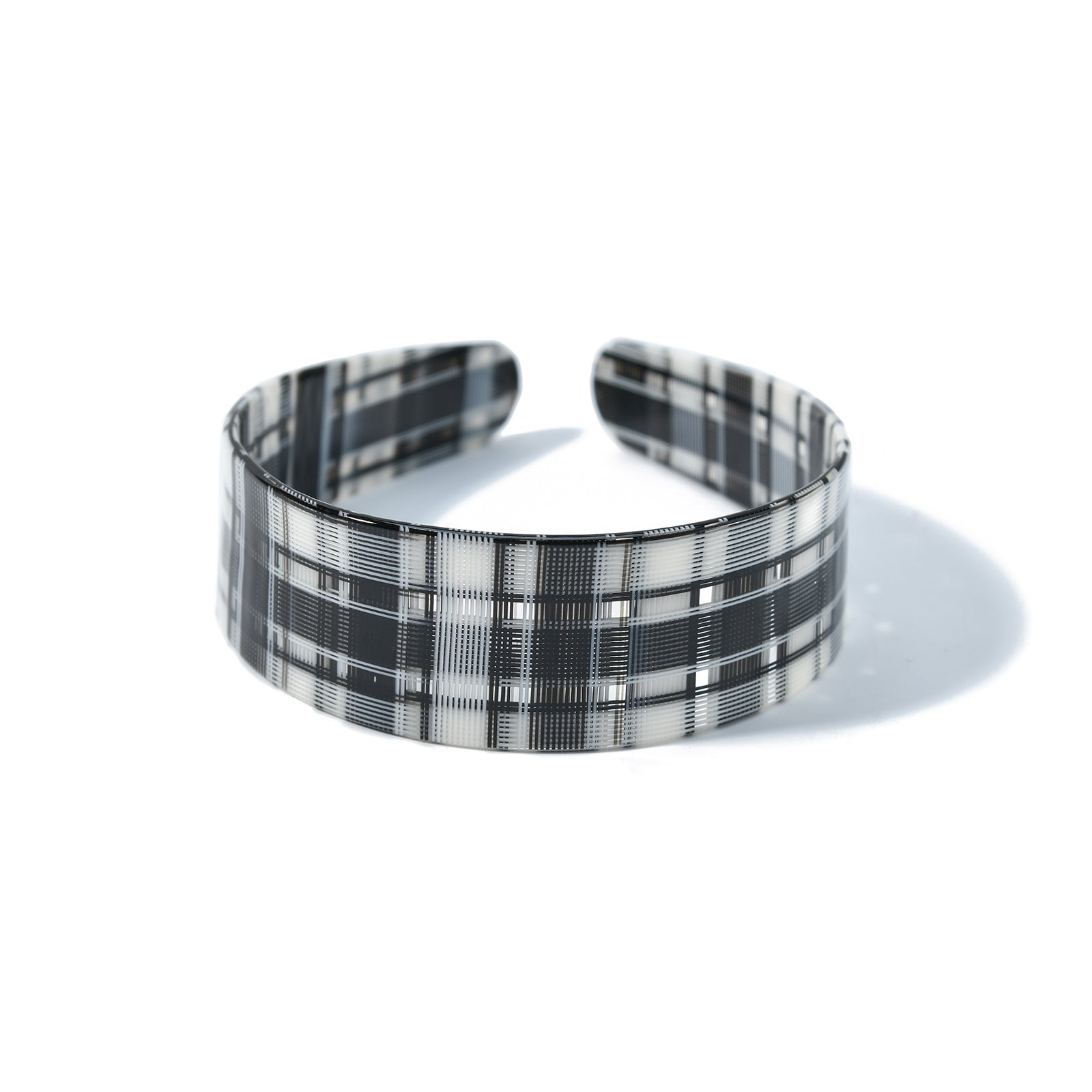 Vintage Plaid Pattern Acetate Wide Headband MK2PIM6W6HBD62
