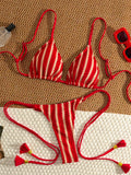 Striped Triangle Bikini Set - DippedShop Wholesale - #4659