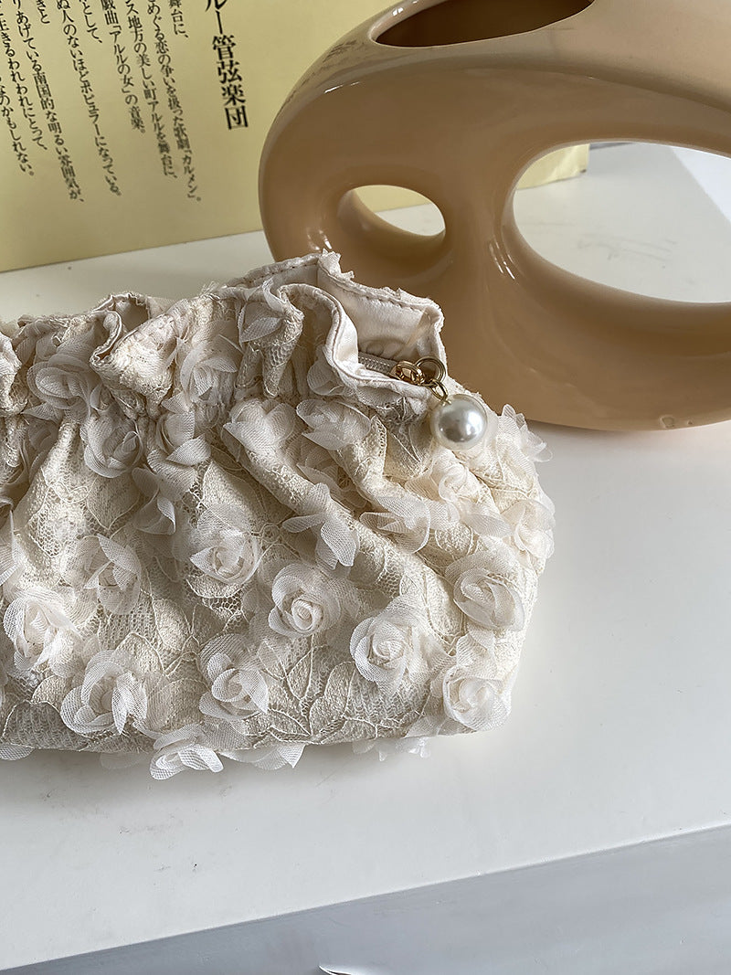 Flower Lace Pearl Cosmetic Bag - DippedShop Wholesale - #2211