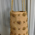 Trendy Metal Beaded Embroidery Denim Bucket Bag 6S10BBG1459