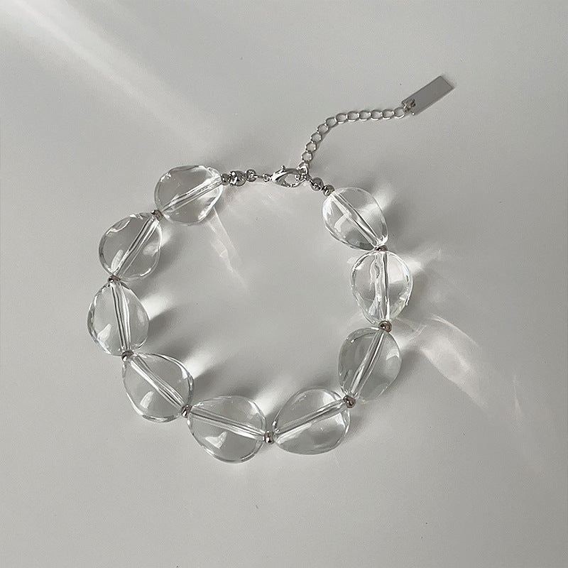 Simple Transparent Crystal Beaded Chain Bracelet 6W6JBR340
