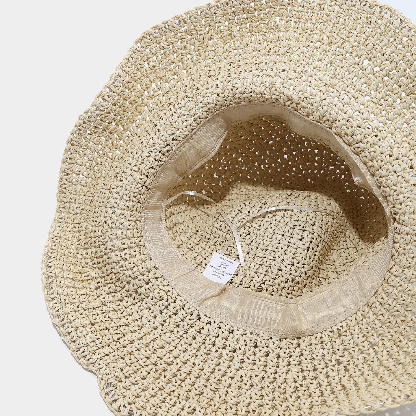 Bow Knot Hollow Crochet Straw Bucket Hat 8BK6HAT178L
