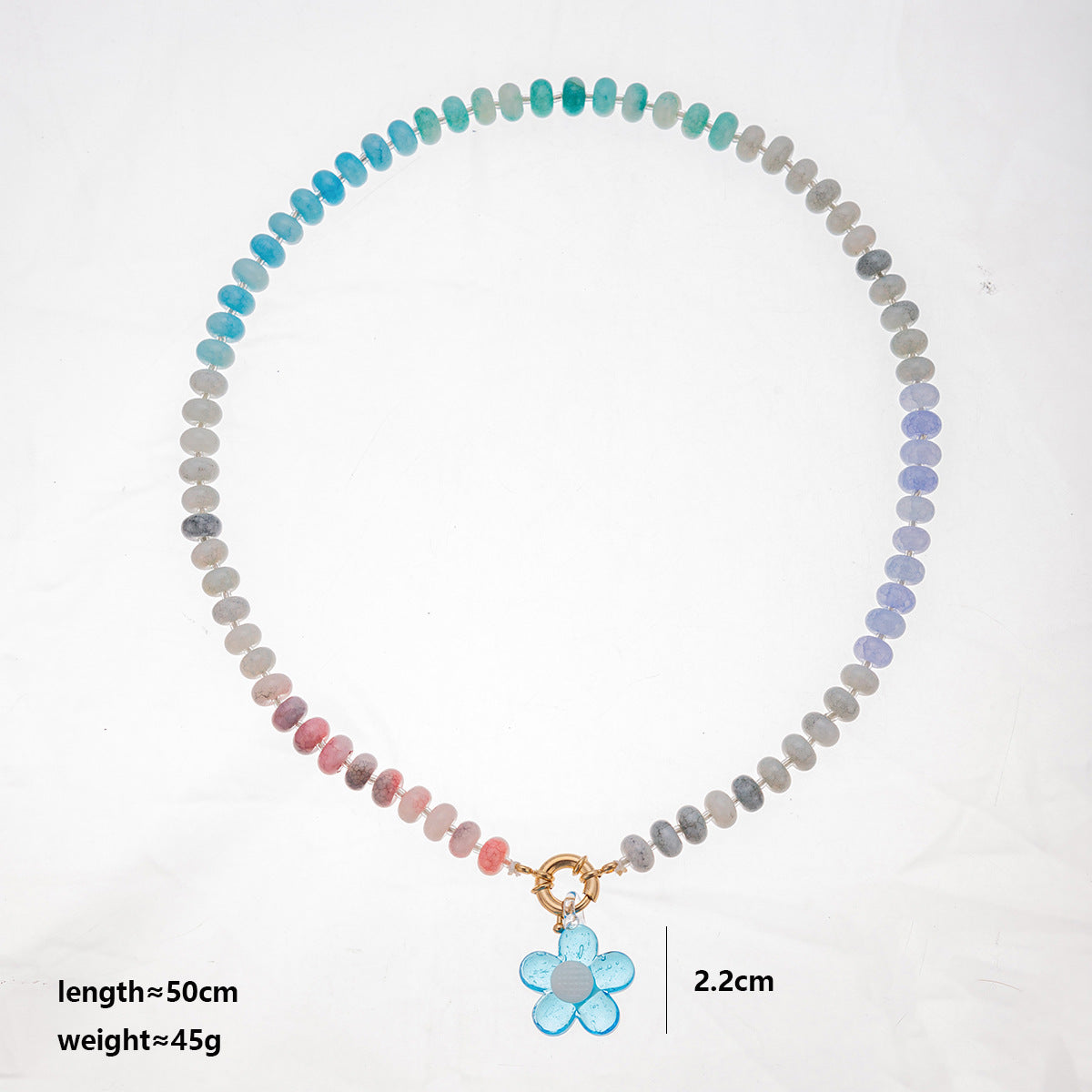 Handmade Multi-Color Flower Pendant Beaded Necklace 6W6JNC420L