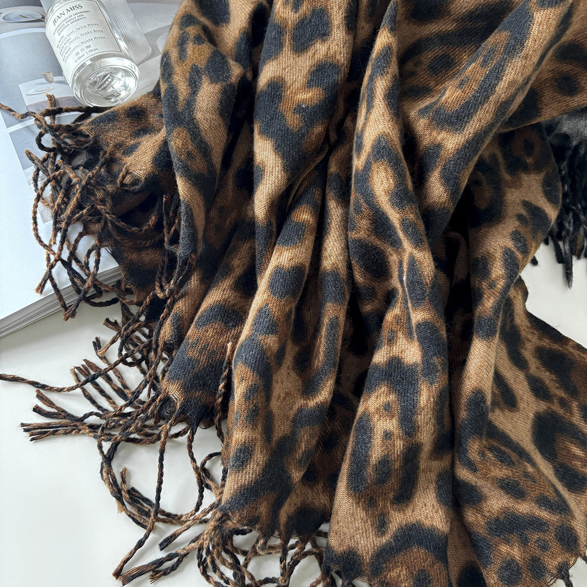 Leopard Print Tassel Scarf - DippedShop Wholesale - #1987
