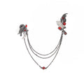 Dark Gothic Feather Rose Red Crystal Brooch 6W6JPB65