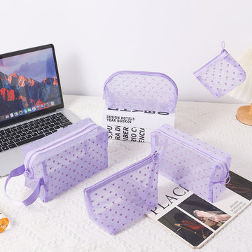 Purple Love Mesh Portable Make Up Bags DP25C620
