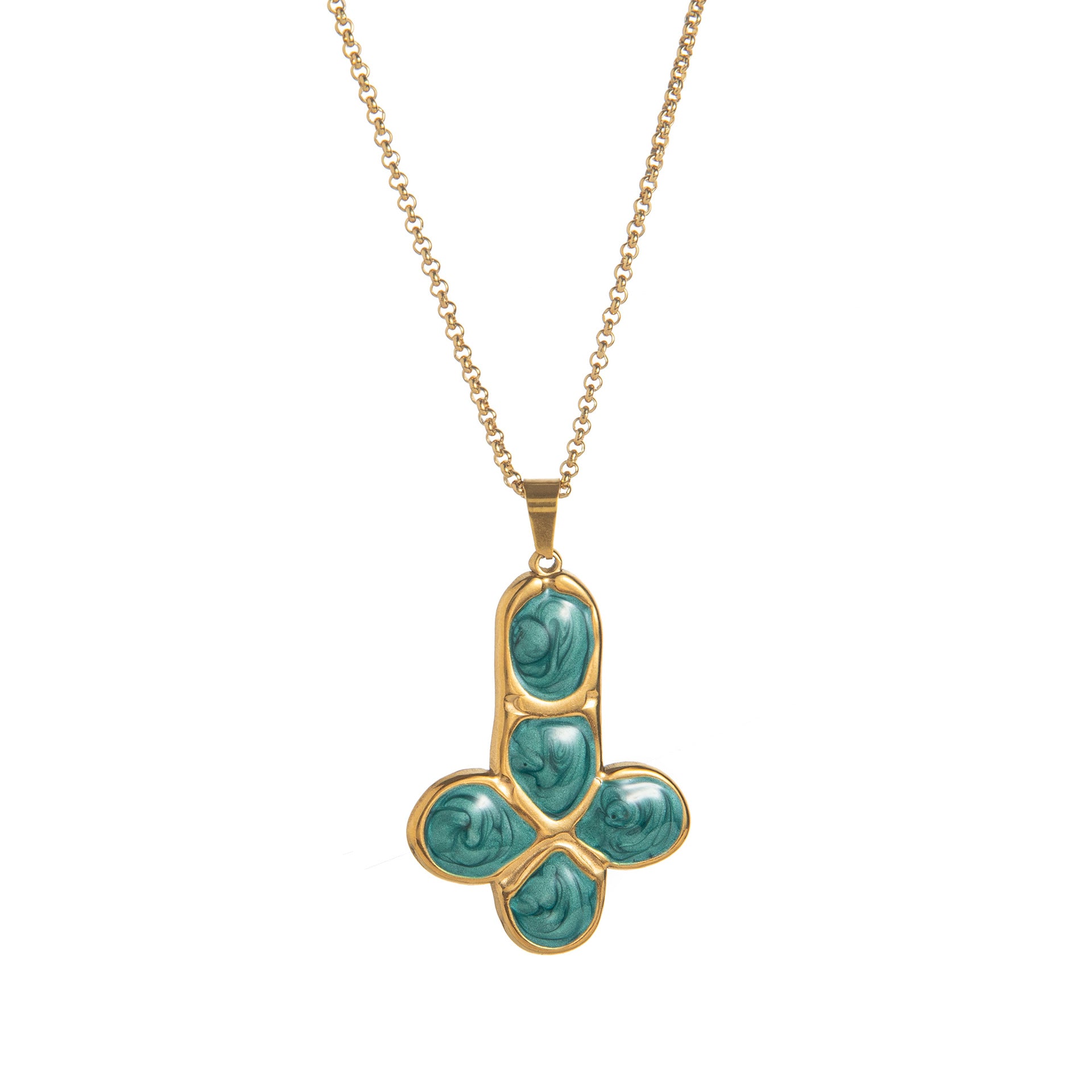 Vintage Enamel Drip Cross Pendant Necklace 6W6JNC411L