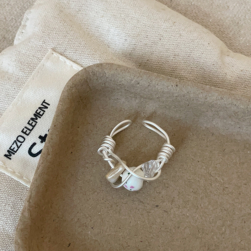 Open Pearl Wrapped Ring - DippedShop Wholesale - #0275