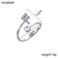 Simple Gold Plated Rhinestone Initial Letter Open Ring 8ZA6JRG152L