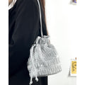 Minimalist Ruched Drawstring Bucket Shoulder Bag 6W10BBG1395