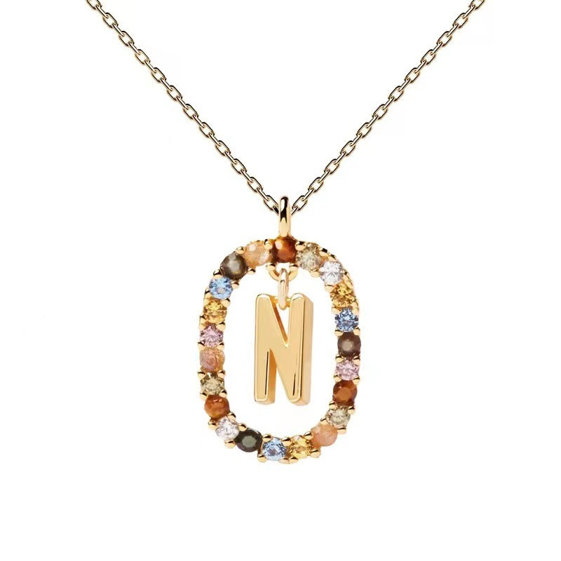 Colorful CZ Letter Pendant - DippedShop Wholesale - #4067