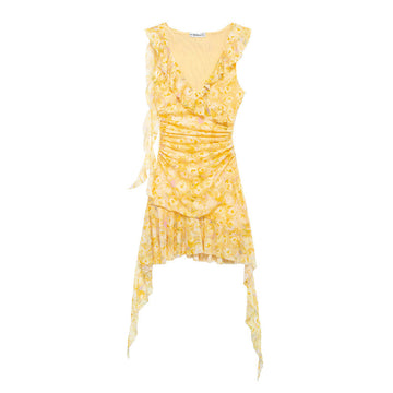 Sweet Pleated Printed Bodycon Mini Dress DP25C967