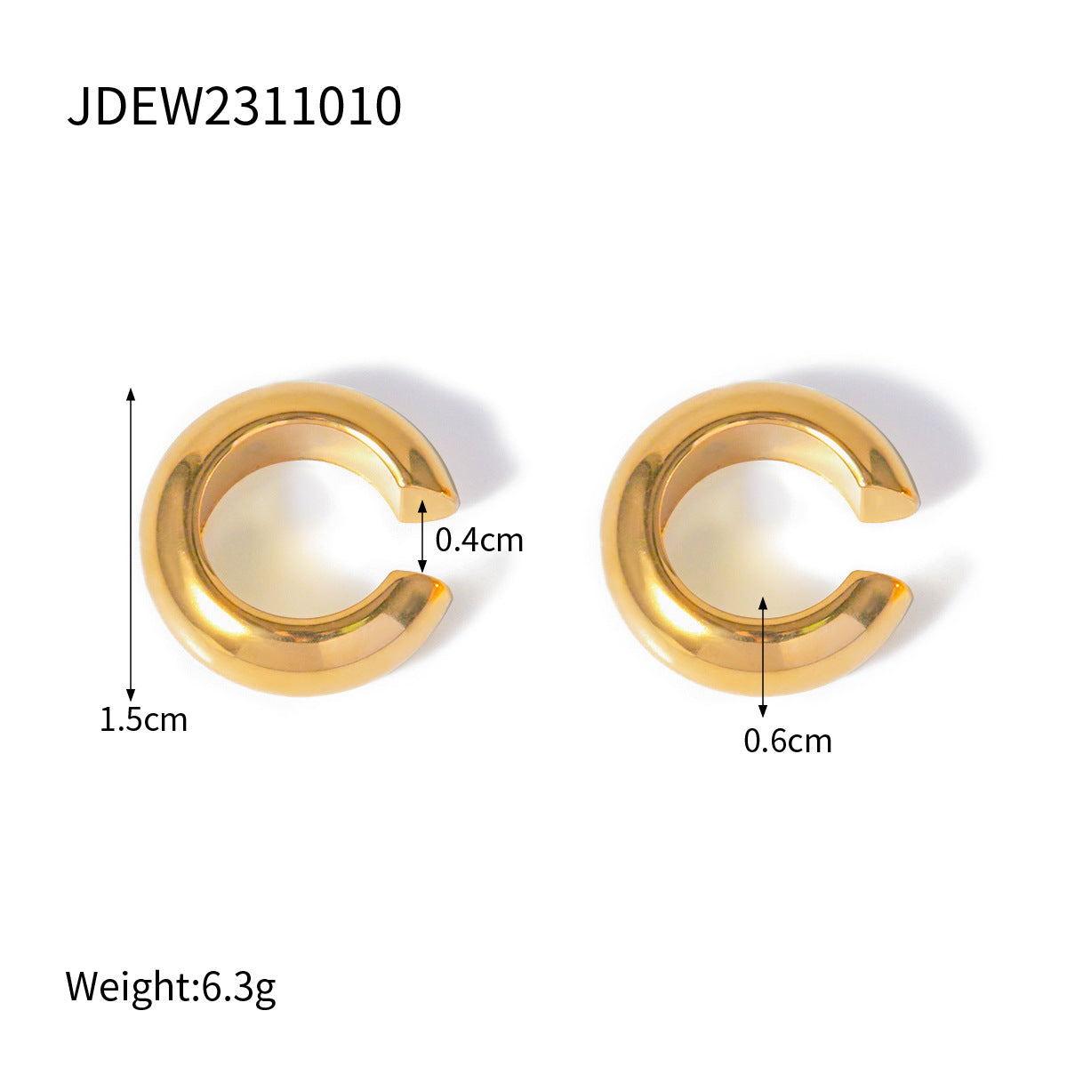 Gold Plated C-Shaped Stud Earrings - DippedShop Wholesale - #0531