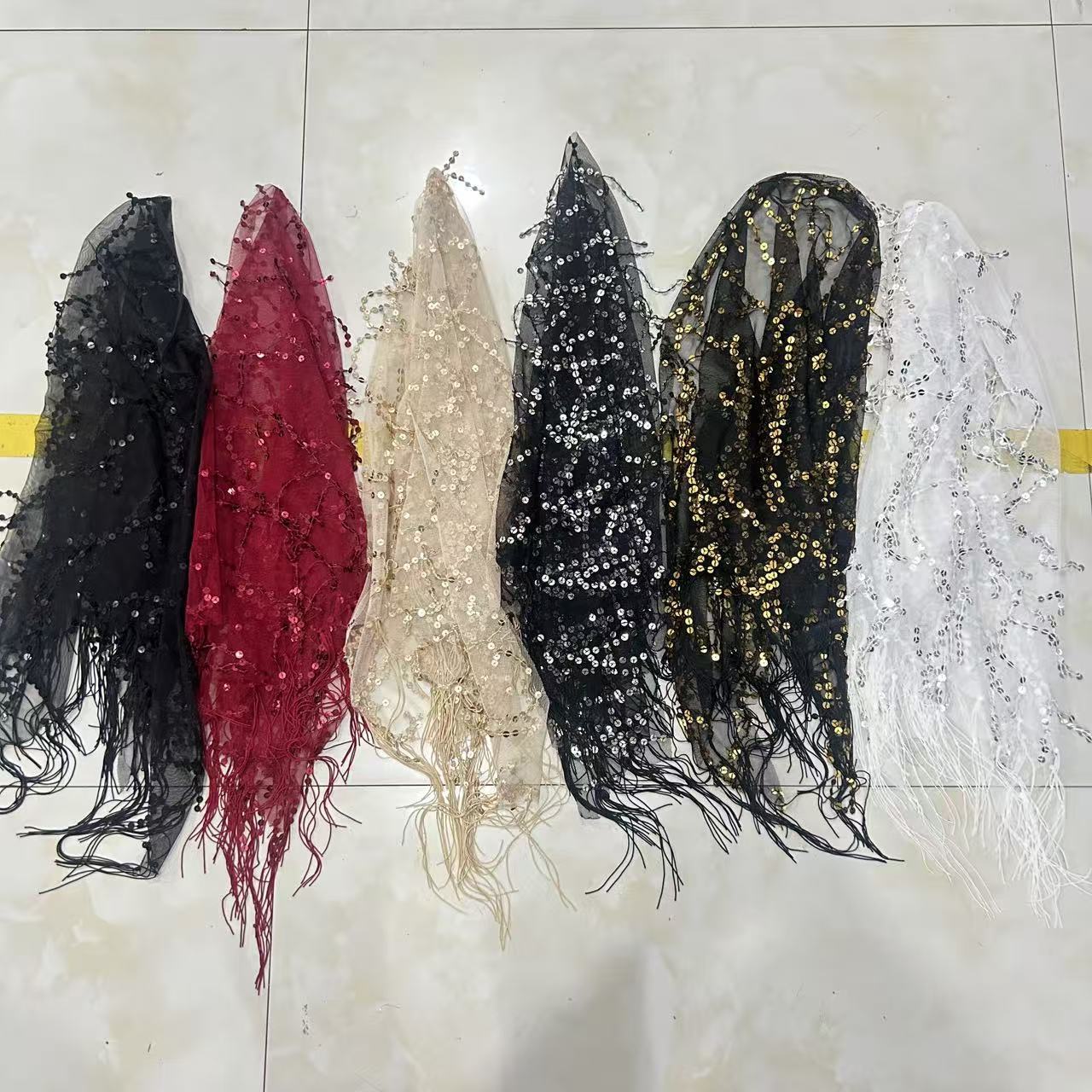 Colorful Beely Dance Sequin Tassel Triangle Hip Scarf 6W1SL18