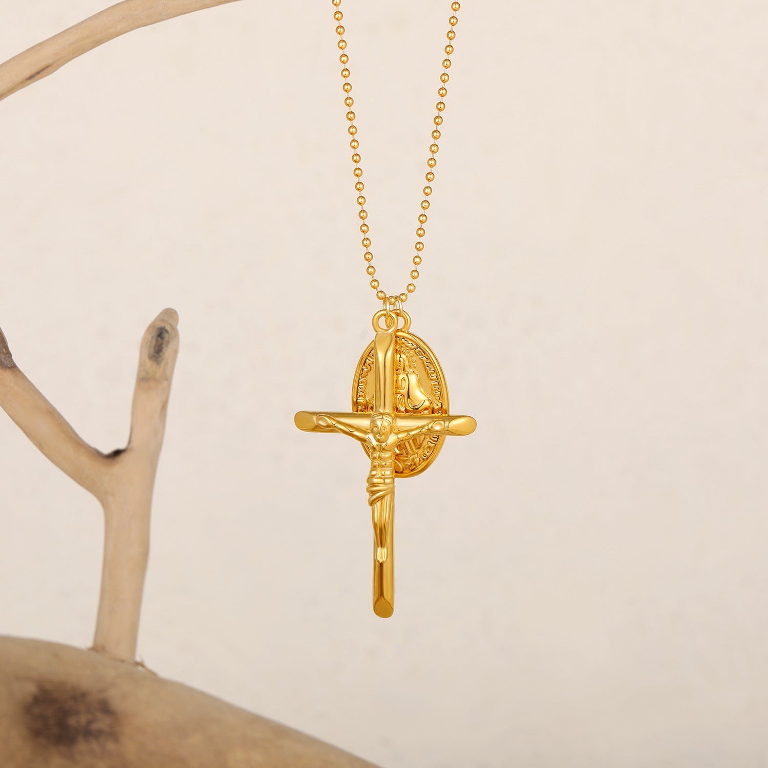 Minimalist Gold Plated Cross Pendant Necklace 6W6JNC399L