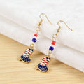 Vintage USA Flag Boot Pendant Beaded Dangle Earring 8ZA6JER190L