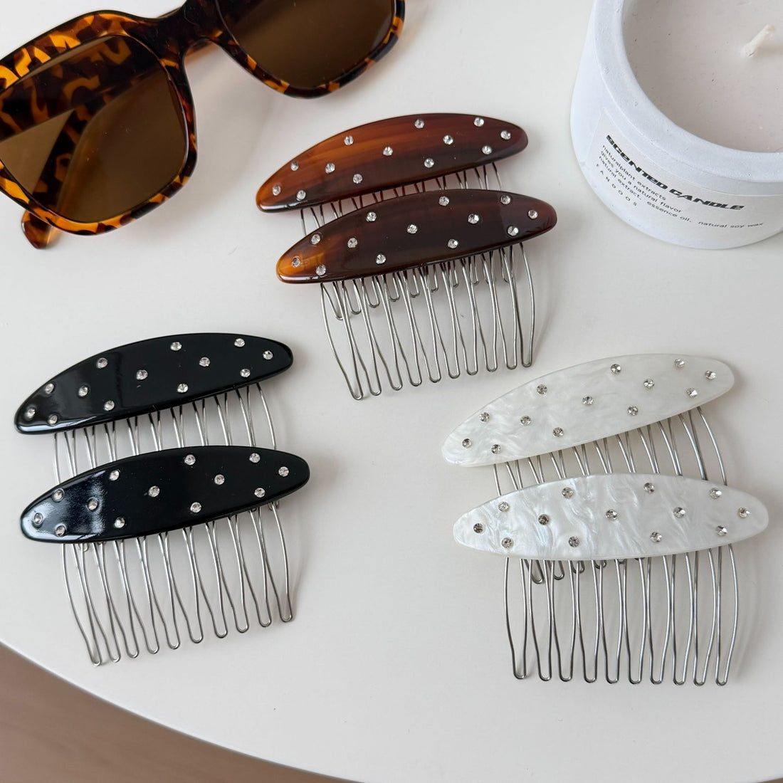 Rhinestone Acetate Oval Insert Comb Hair Clip MK2MBEP6W6HPN06