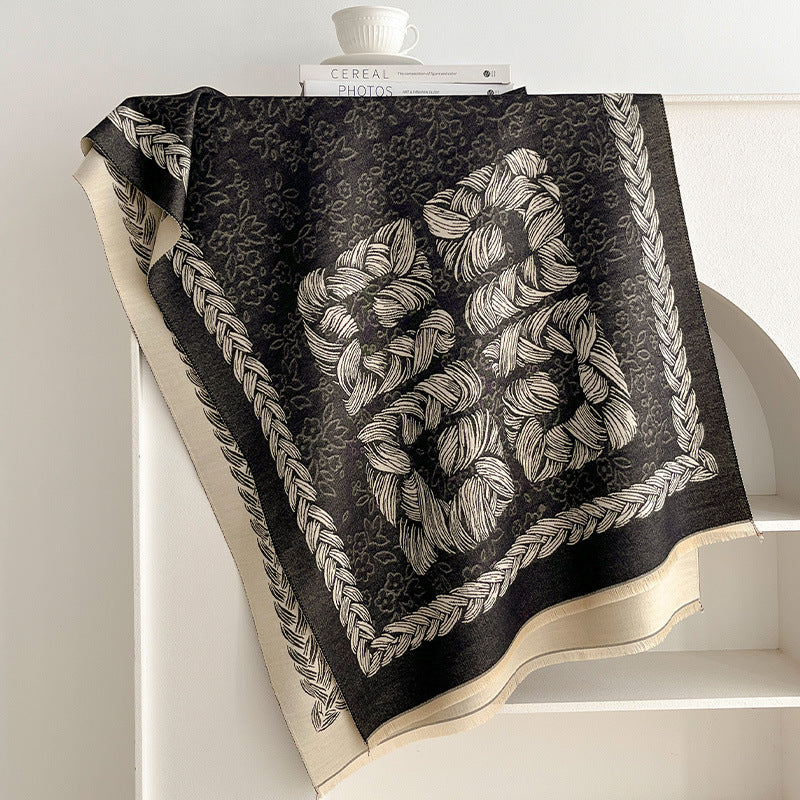 Reversible Jacquard Shawl Scarf - DippedShop Wholesale - #2563