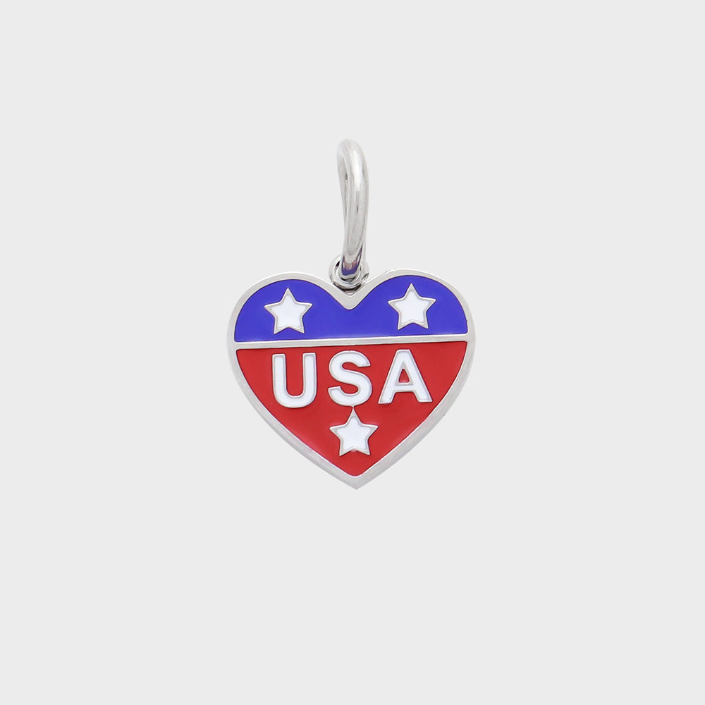 Stylish Gold Plated USA Flag Disc Pendant Keychain 8ZA6JNC280T