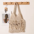 Trendy Wooden Beaded Tassel Hollow Shoulder Bag 8BW6BBG437L