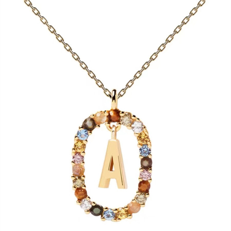 Colorful CZ Letter Pendant - DippedShop Wholesale - #5315