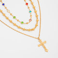 Layered Cross Pendant Necklace - DippedShop Wholesale - #0035