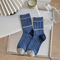 Vintage Argyle Ripple Textured Mid Calf Socks 6W8FSO774