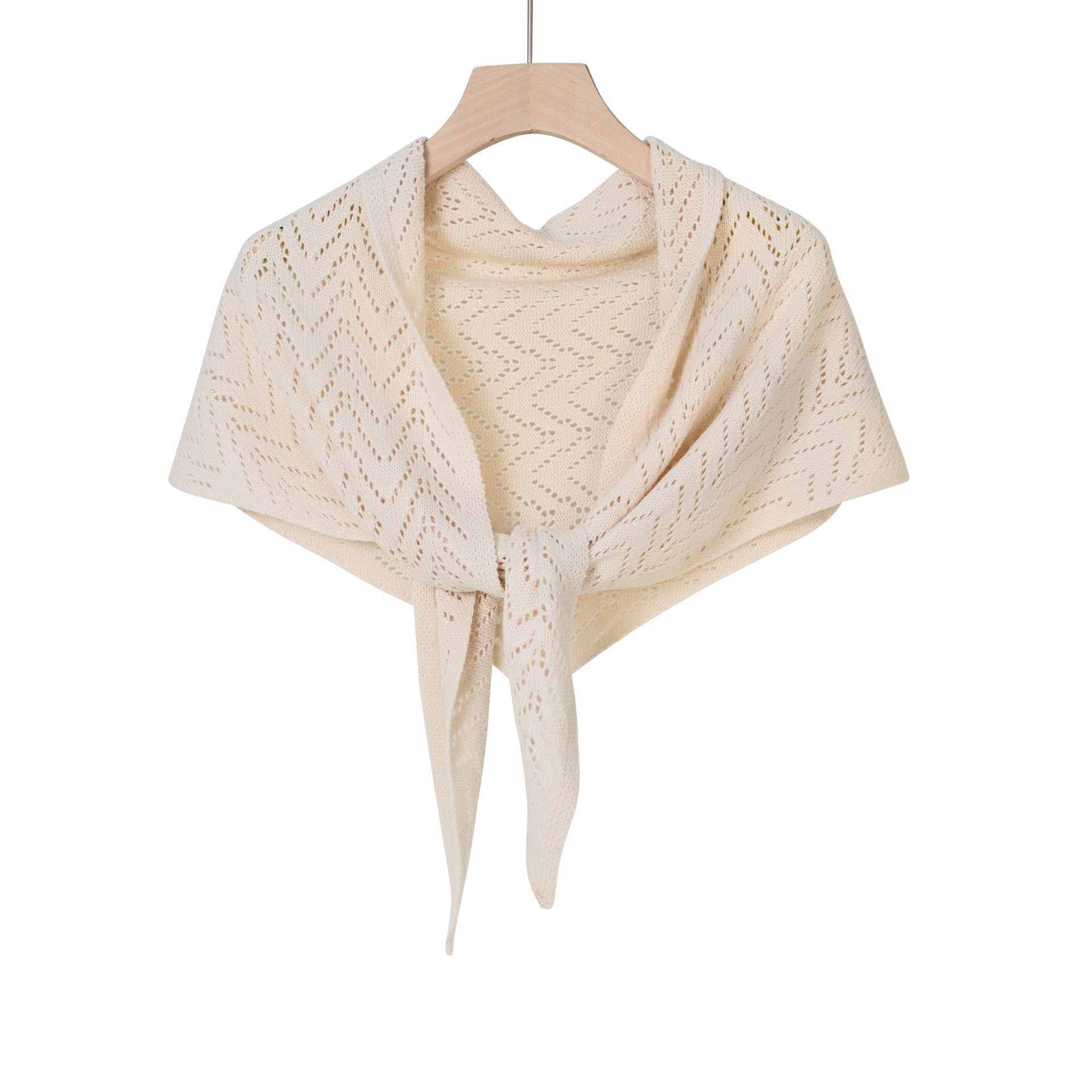 Minimalist Hollow Out Solid Color Knit Triangle Shawl 6W6NSC49