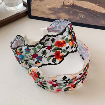 Colorful Flowers Embroidered Wide Headbands DP25B877